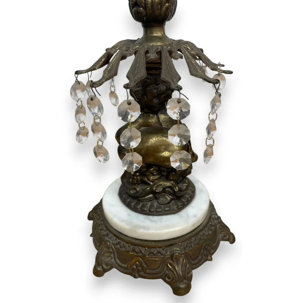 Vintage Loevsky & Loevsky Cherub Brass Table Lamp Base Marble Hollywood Regency